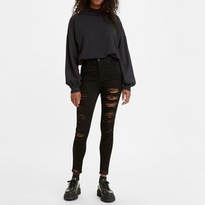 New 711 Skinny Black Distressed mid rise jeans Levi’s